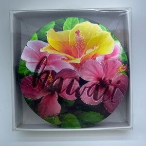 Drink Coasters Magnet 6 piece Hawaii Floral Aloha Tropical Lialoha  Cocktails